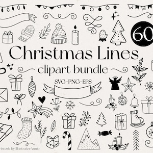 Christmas Line Art Clipart SVG Bundle - Commercial Use - Christmas Clipart SVG Bundle - Christmas Line Art SVG - Christmas Elements - CH21