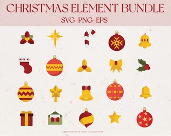 Christmas Element SVG Bundle - Christmas Clipart SVG Bundle - Christmas Cutting Elements - Christmas Design Elements - Commercial Use - CH21