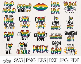 Gay Pride SVG-bundel - LGBT SVG-bundel - commercieel gebruik - Love Is Love svg - Pride svg - LGBT-svg bundel - regenboog svg - Gay Flag svg