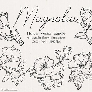 Magnolia SVG Flower Bundle - Magnolia Vector Flower - Flower SVG Bundle - Floral SVG Bundle - Magnolia Flower Illustration