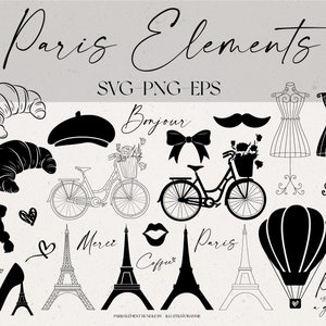 Paris SVG Bundle - Paris Element Bundle - France SVG Bundle - Paris Clipart Bundle - France Clipart Bundle - Eiffel Tower-Commercial Use-V21