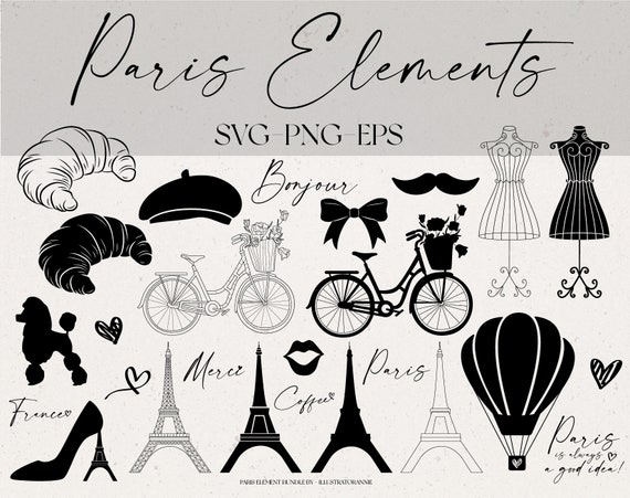 Paris SVG Bundle - Paris Element Bundle - France SVG Bundle - Paris Clipart Bundle - France Clipart Bundle - Eiffel Tower-Commercial Use-V21