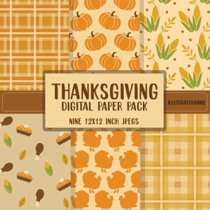 Thanksgiving digital paper pack for instant download - JPG - Commercial Use - T20