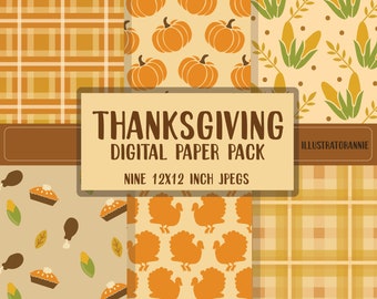 Thanksgiving digital paper pack for instant download - JPG - Commercial Use - T20