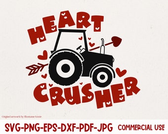 Heart Crusher SVG - Monster Truck SVG Cut File - Boy Valentine Svg Quote - Heart Crusher Clip Art - VD