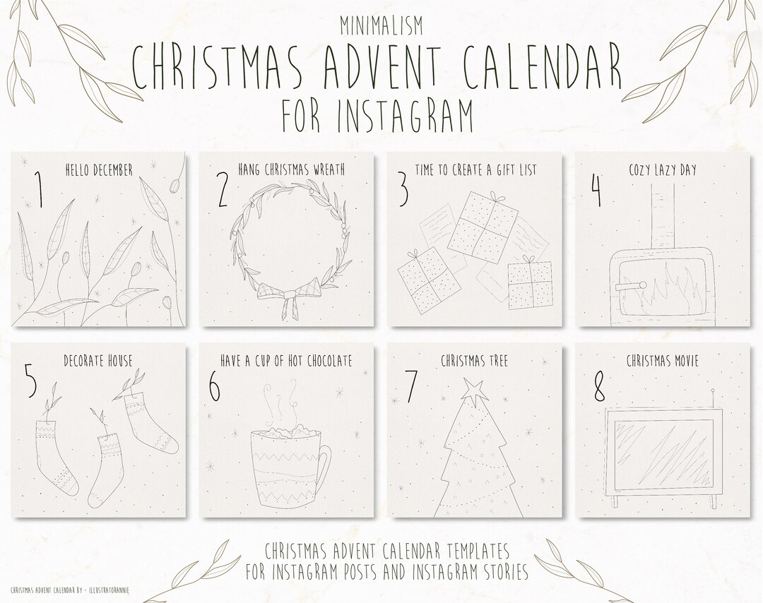 Christmas Advent Calendar for Instagram Minimalistic Christmas Advent