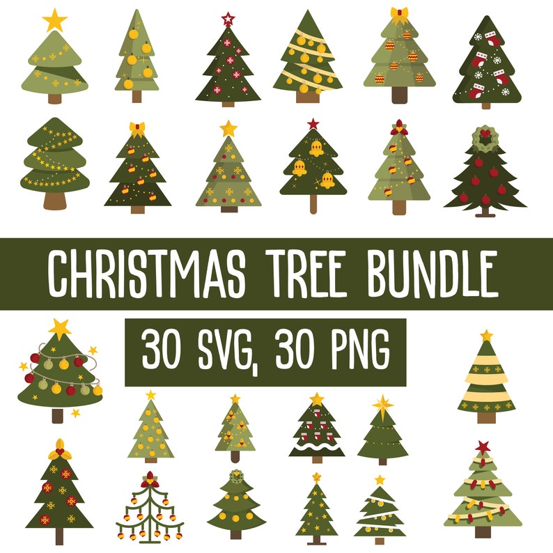 Christmas tree SVG Christmas clipart bundle for instant download SVG,PNG Commercial Use CH21 image 1