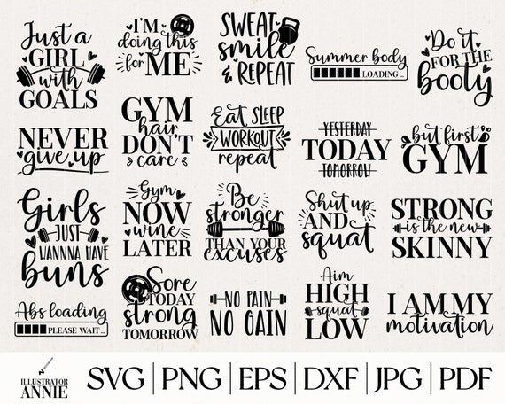 Gym SVG Bundle - Gym Girl SVG Bundle - Workout SVG Bundle - Workout Clipart - Gym Girl Shirt Design - Dumbbell Svg - Abs Loading Svg
