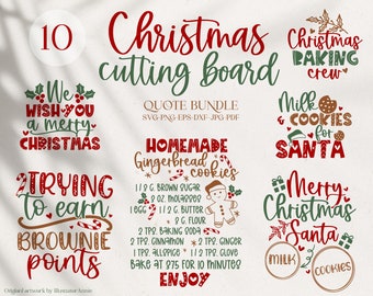 Christmas Cutting Board SVG Quote Bundle