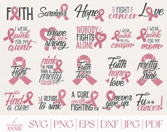 Breast cancer SVG bundle - Commercial Use -Pink Ribbon SVG - Cancer SVG Bundle - Breast Cancer Survivor svg - Cancer Awareness svg