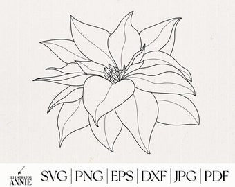 Poinsettia SVG Christmas Flower Clipart - Commercial Use - Poinsettia Flower SVG - Christmas Flower SVG -