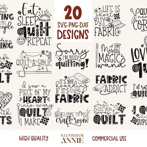 Quilting SVG Bundle – 20 Sewing Quotes, Crafting Cut Files (Commercial Use)