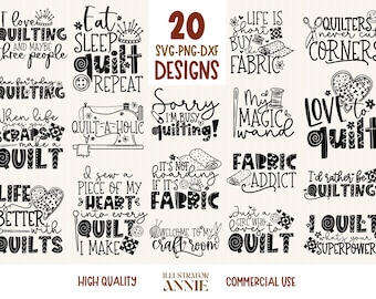Quilting SVG Bundle – 20 Sewing Quotes, Crafting Cut Files (Commercial Use)