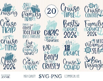 Cruise Trip SVG Bundle – Family, Squad, 2026 Designs (Digital Download)