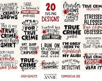 True Crime SVG Bundle - Commercial Use - True Crime Podcast - True Crime Obsessed SVG - True Crime SVG Shirt Design - Murder Shows Svg