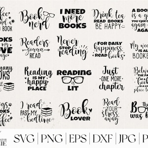 Reading SVG Bundle - Commercial Use - Book Lover SVG Cut Files - Book ...