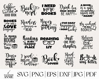 Reading SVG Bundle - Commercial Use - Book Lover SVG Cut Files - Book Nerd SVG Quotes - Book Lover Sayings-Book Club svg Bundle-Library svg