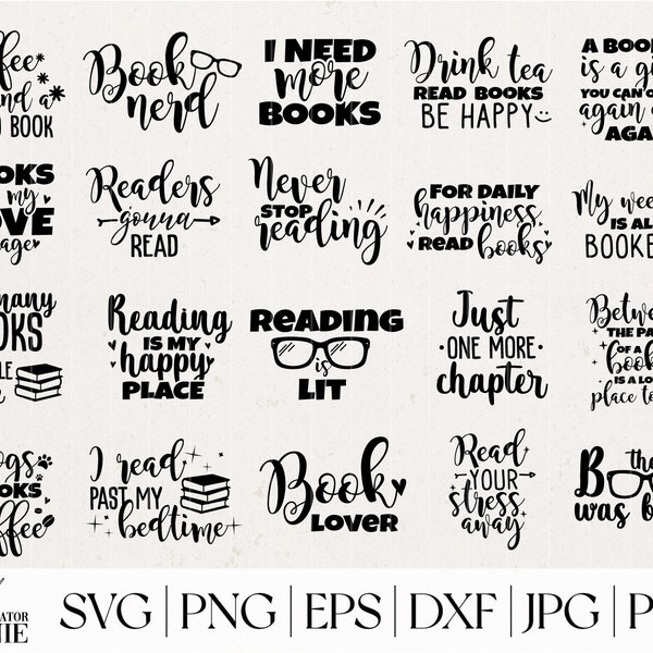 Reading SVG Bundle - Commercial Use - Book Lover SVG Cut Files - Book Nerd SVG Quotes - Book Lover Sayings-Book Club svg Bundle-Library svg