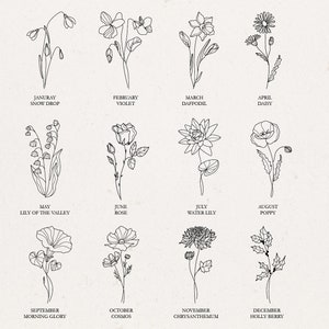 Birth Month Flowers SVG Bundle Commercial Use Floral SVG Botanical ...