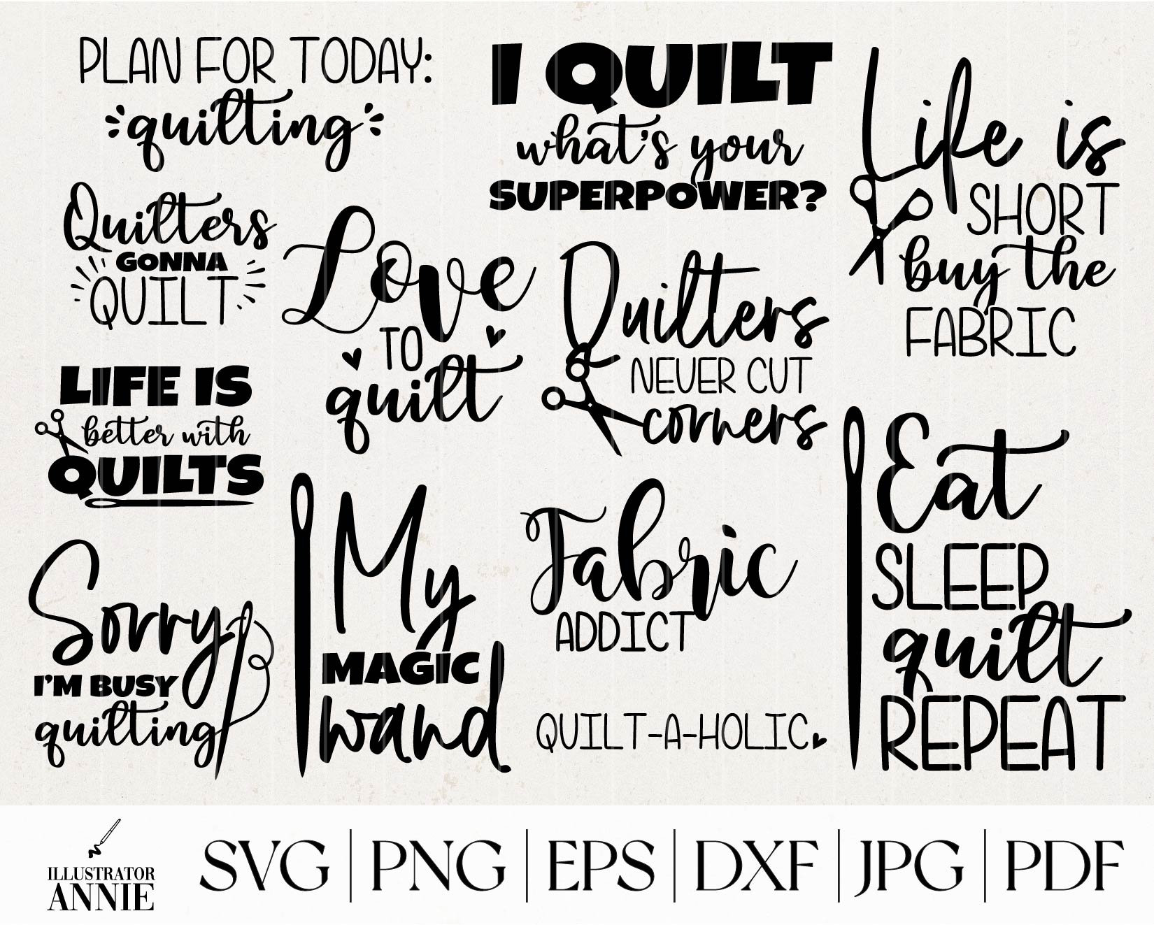 Quilters SVG Bundle - Commercial Use - Sewing SVG Quote Bundle - Quil…