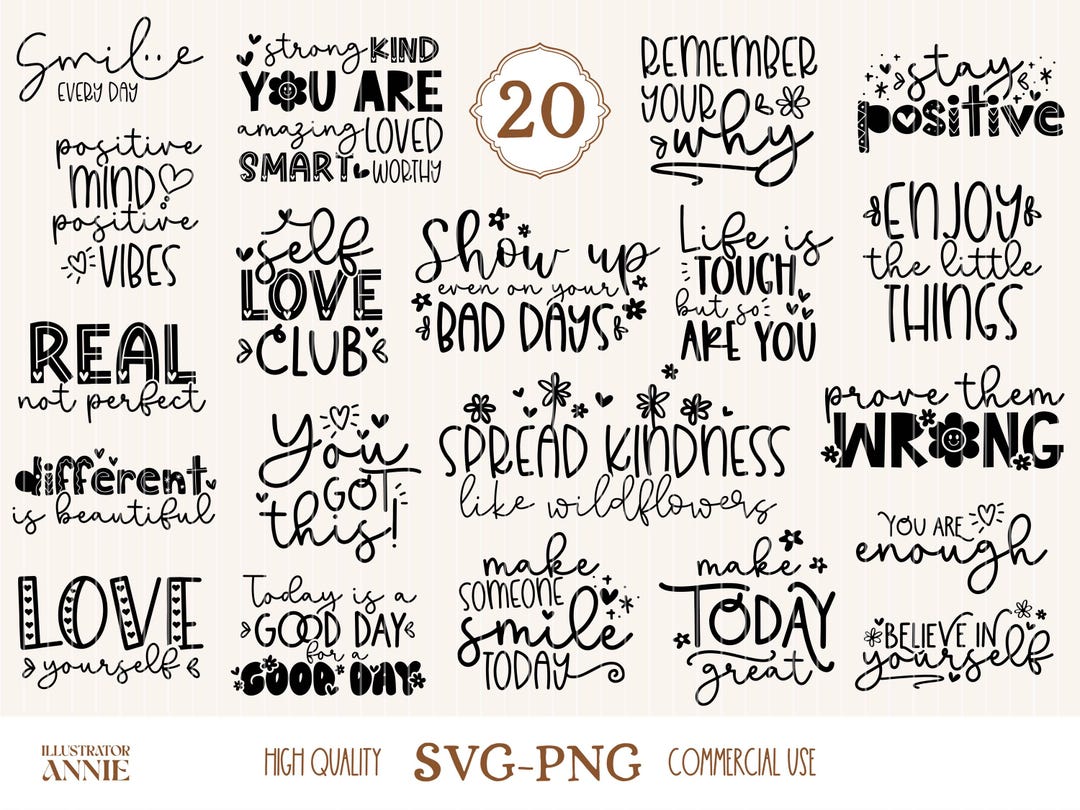 Motivational Quote SVG Bundle - Inspirational Quotes - Self Love SVG ...