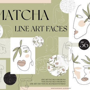 Abstract Line Art SVG Face Bundle - One Line Art Woman - Line Art Pattern - Commercial Use