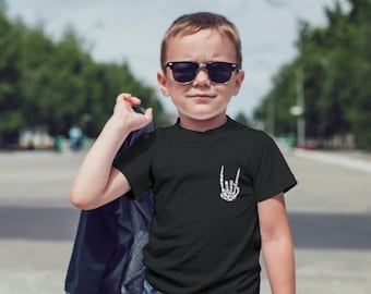 Rock On (Youth) Tee | Unisex Kid Graphic | Punk Skeleton Minimal | Glow Dark | Spring Summer Sale