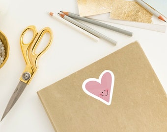 Cartoon Heart Sticker | Smile Cute Face | Notebook Laptop Decal | Stationary Office Supplies | Gifts for Her Him | Mother's Day