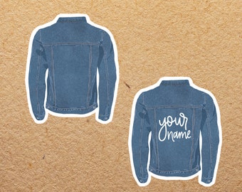 Jean Jacket Personalized Sticker | Denim Fashion Retro Style Clothing | Notebook Laptop Decal | Gifts for Her Him | Mother's Day