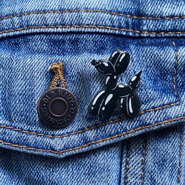 Balloon Animal Pin | Simple Black Bubble | Fun Cute Dog | Accessory Jewelry | Badge Lapel | Gifts for Her Him | Easter Spring