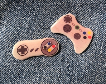 Video Game Controller Pin | Fun Retro Vintage Systems | Novelty Accessory Jewelry | Gifts for Her Him | Mother's Day