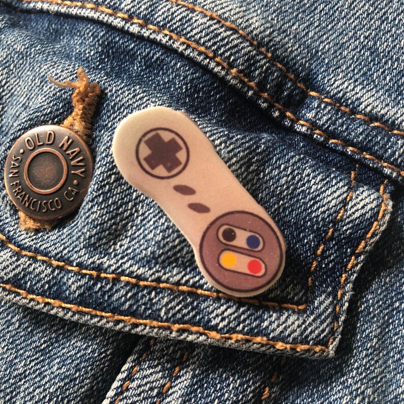 Video Game Controller Pin | Retro Vintage Systems | Novelty Accessory | Spring Summer Sale image 2