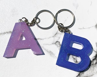 COLOR CHANGING Letter Keychain | Sun Activated Pink Blue | Alphabet Name Initial | Gifts for Her Him | Mother's Day