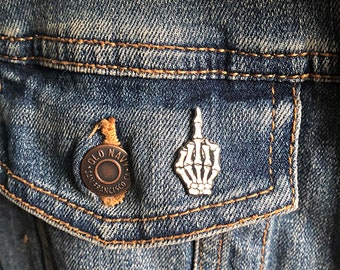 Middle Finger Pin | Novelty Jewelry Accessory | Skeleton Bones | Explicit Curse Word | Gifts for Her Him | Spring Summer