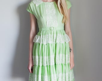 Vintage Mint Green Square Dance Dress 1950s 1960s