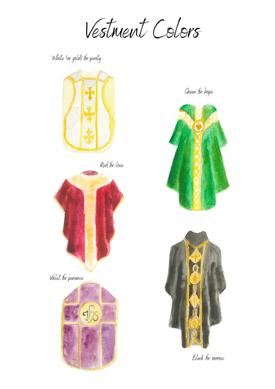 Traditional Catholic Vestment Colors Printable Etsy