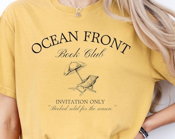 Ocean Front Book Club T-shirt Comfort Colors Graphic tee, Book lover shirt, Reader shirt, Bookish, Reader Humor, Gift for her, Summer Reader