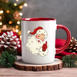 Vintage Santa mug with red handle, right side view
