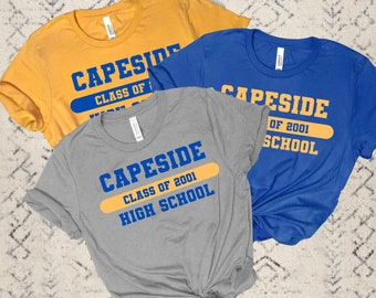 Capeside High School C/o 2001, Shirt, 3 styles, blue-gold-grey, Creek, Throwback tee