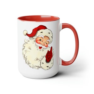 Vintage Santa mug with red handle, right side view