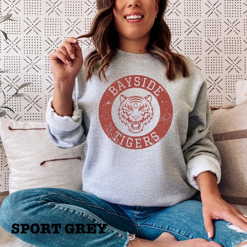 Bayside tiger throwback sweatshirt in sport grey