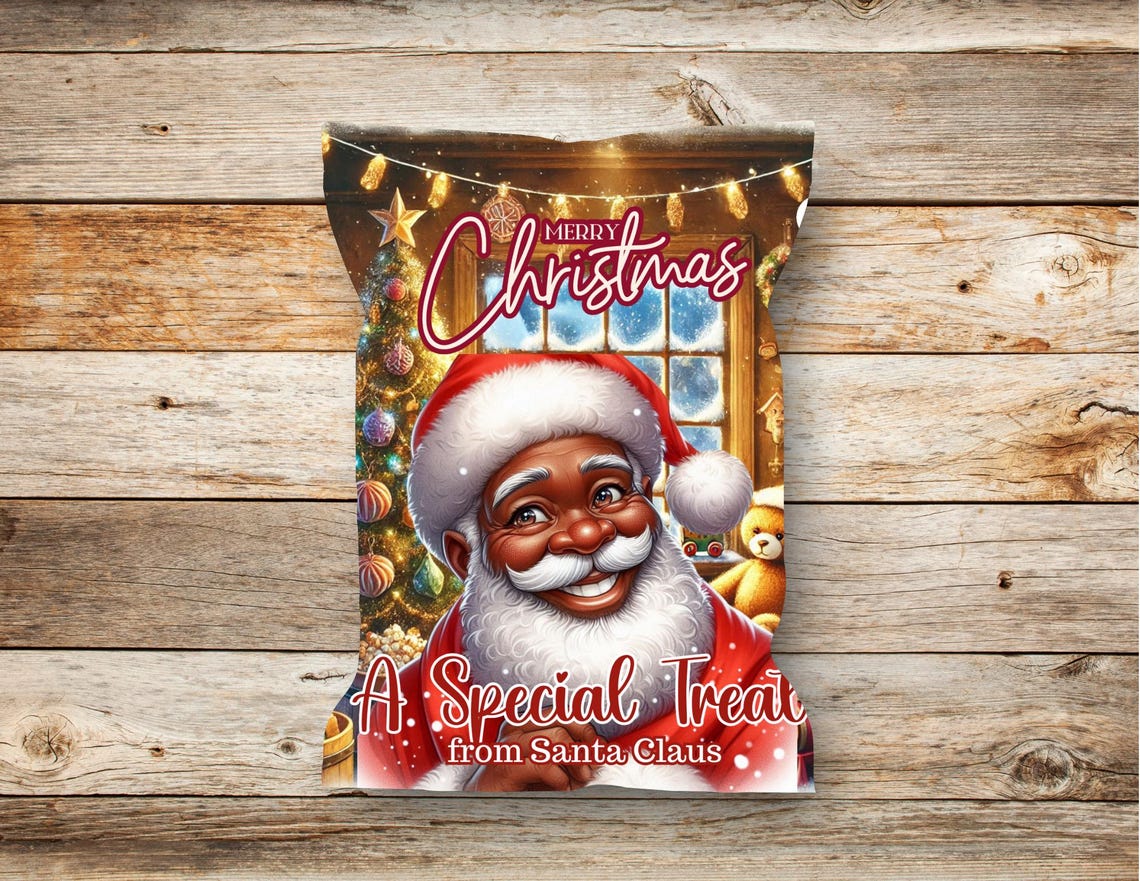 Gift Raper Santa Printable Santa Chip Bag Wrapper: Holiday Treat Favor (PDF) - Etsy