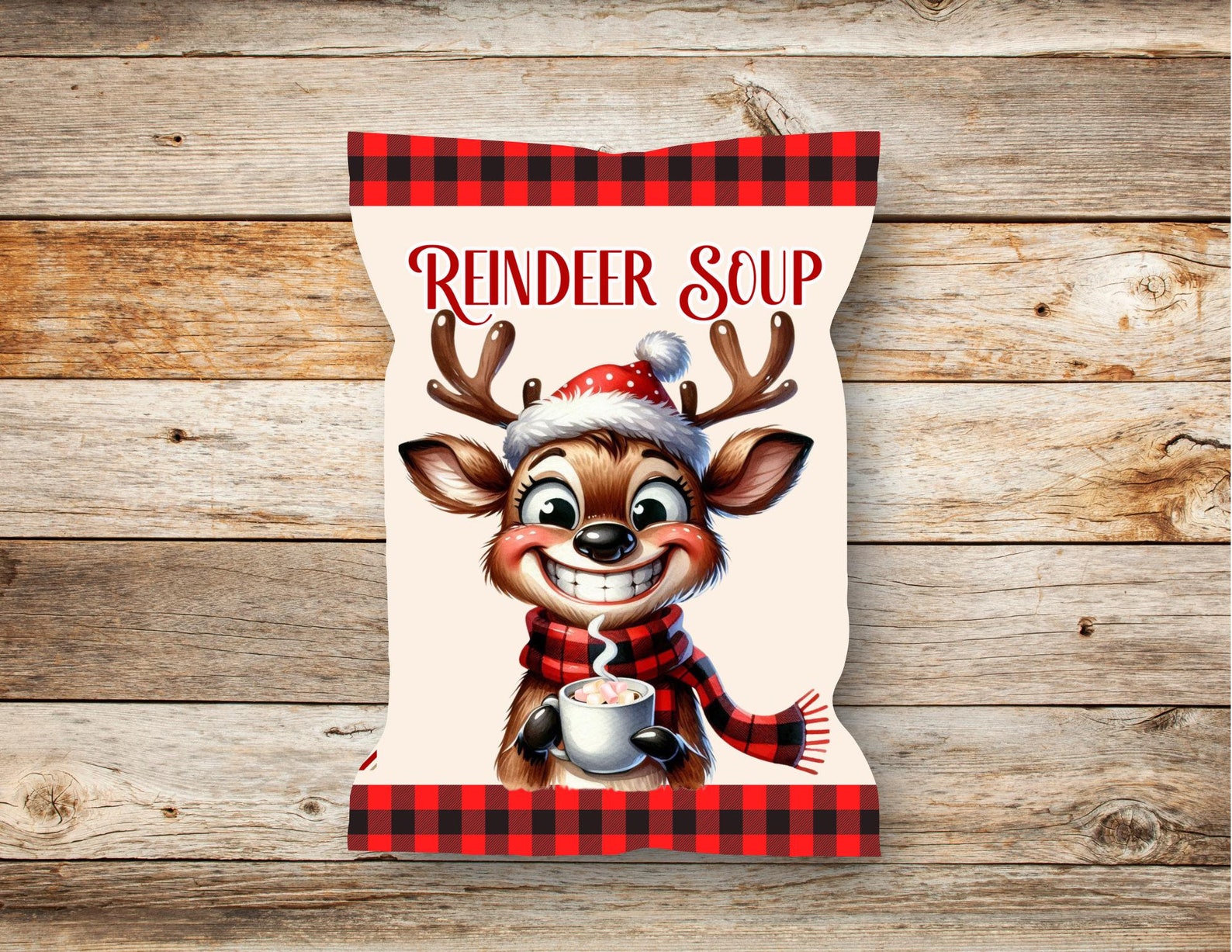 Reindeer Soup Chip Bag Printable | Whimsical Holiday Treat Bag | Instant Download - Etsy