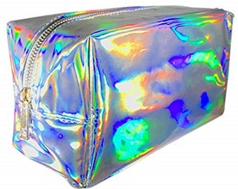 Silver Holographic Makeup Bag