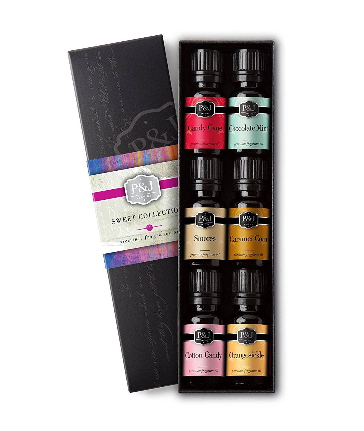 P&J Trading Sweet Set of 6 Fragrance Oils - Chocolate Mint, Cotton Candy,  Candy Cane, Caramel Corn, Orangesicle, and Smores fragrance oils