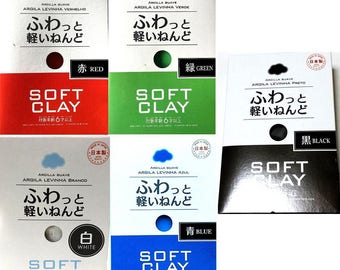 Set of 5 Soft Daiso Clay, (Red, Green, Blue, White, Black), Perfect for making slime, Fast Shipping