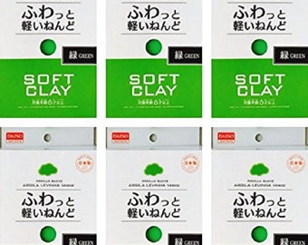 Lot de 6 argile verte de Daiso doux, parfait pour faire un slime, expédition rapide