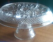 Glass Pedestal Cake Stand Vintage Predded Glass Pedestal Skirted Cake Plate Caje Stand