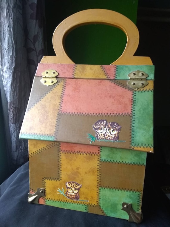 Box Purse Vintage Wooden Box Purse Owl