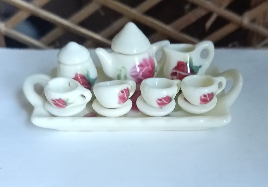 Vintage Miniature Tea Set Dollhouse Tea Set Tiny Tea Set Etsy